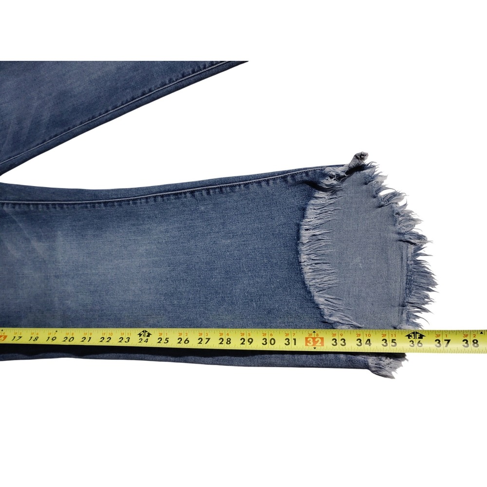 Liverpool Los Angeles The Crop Flare Jeans Blue Raw Frayed Hem Size 10/30 - Picture 4 of 11